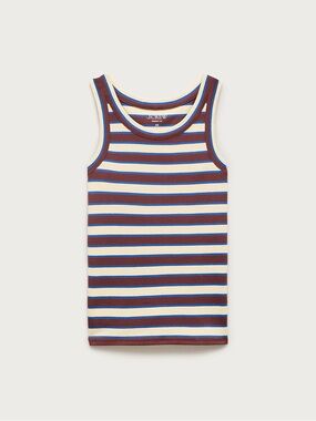 nwt j.crew new perfect fit high neck tank top in candlelight cacao stripe M